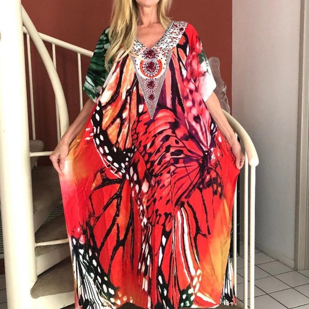 Soft rayon Kaftan Maxi dress Butterfly's r…